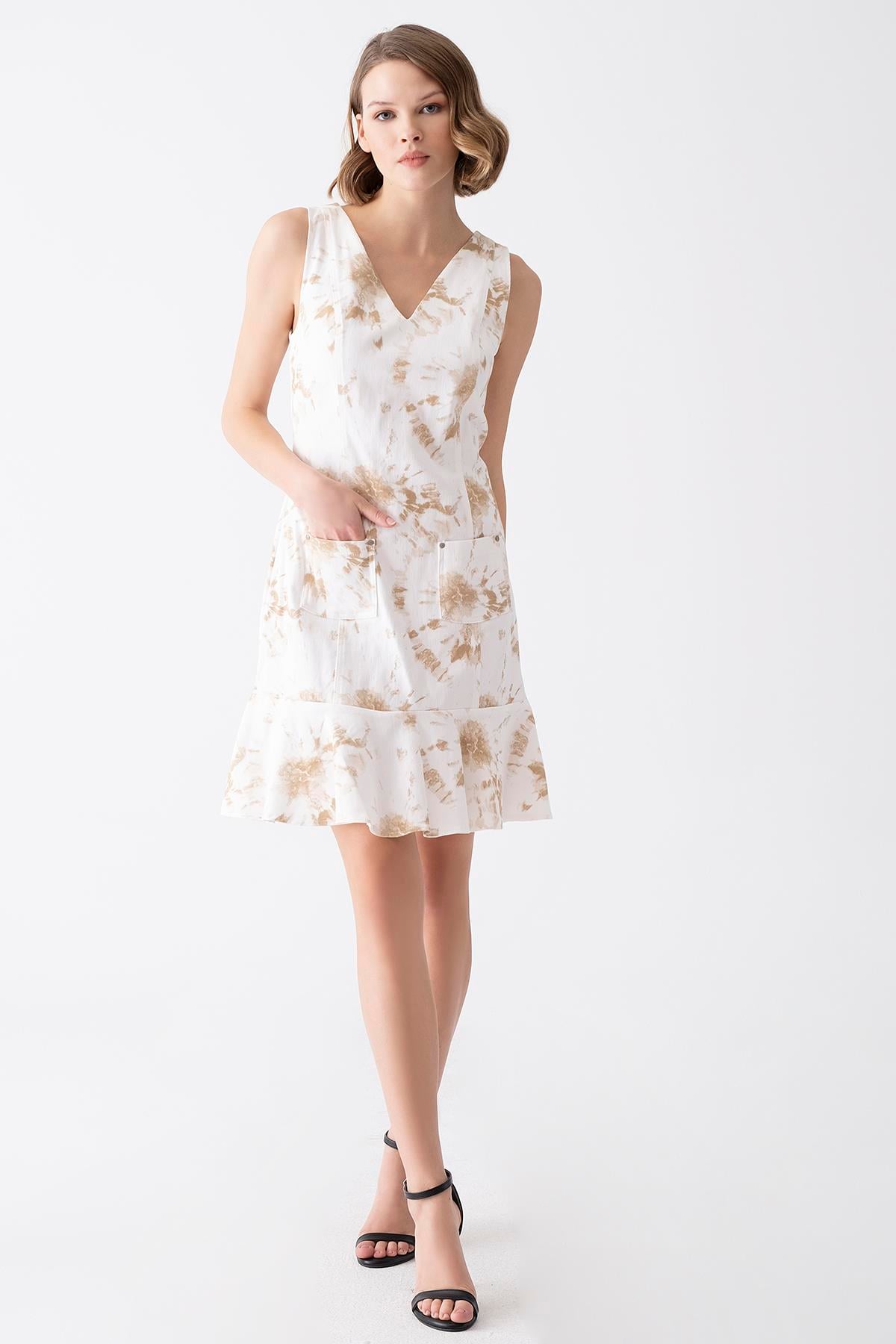 Batik Desenli Mini Elbise