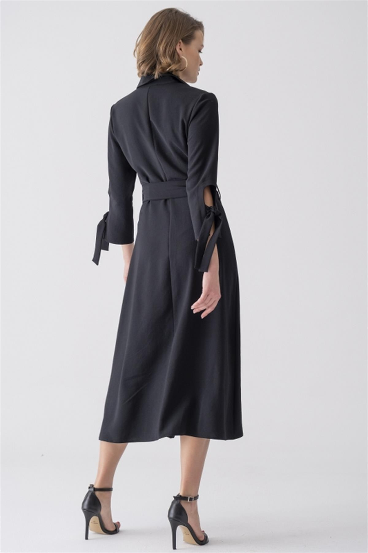 Beli Bağlama Detaylıı Midi Elbise