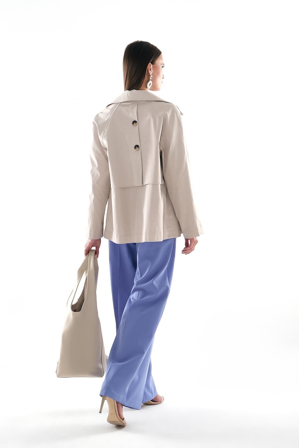 Beli Lastik Bel Bağlama Detaylı Bol Paça Rahat Kesim Yandan Cepli Pantolon