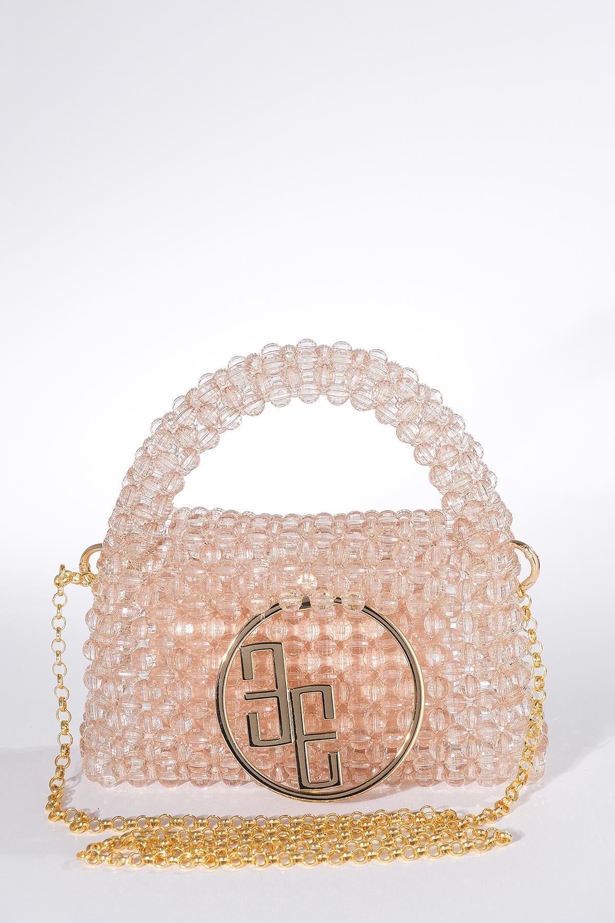 Boncuklu Logo Detaylı Tasarım Şık Abiye Çanta