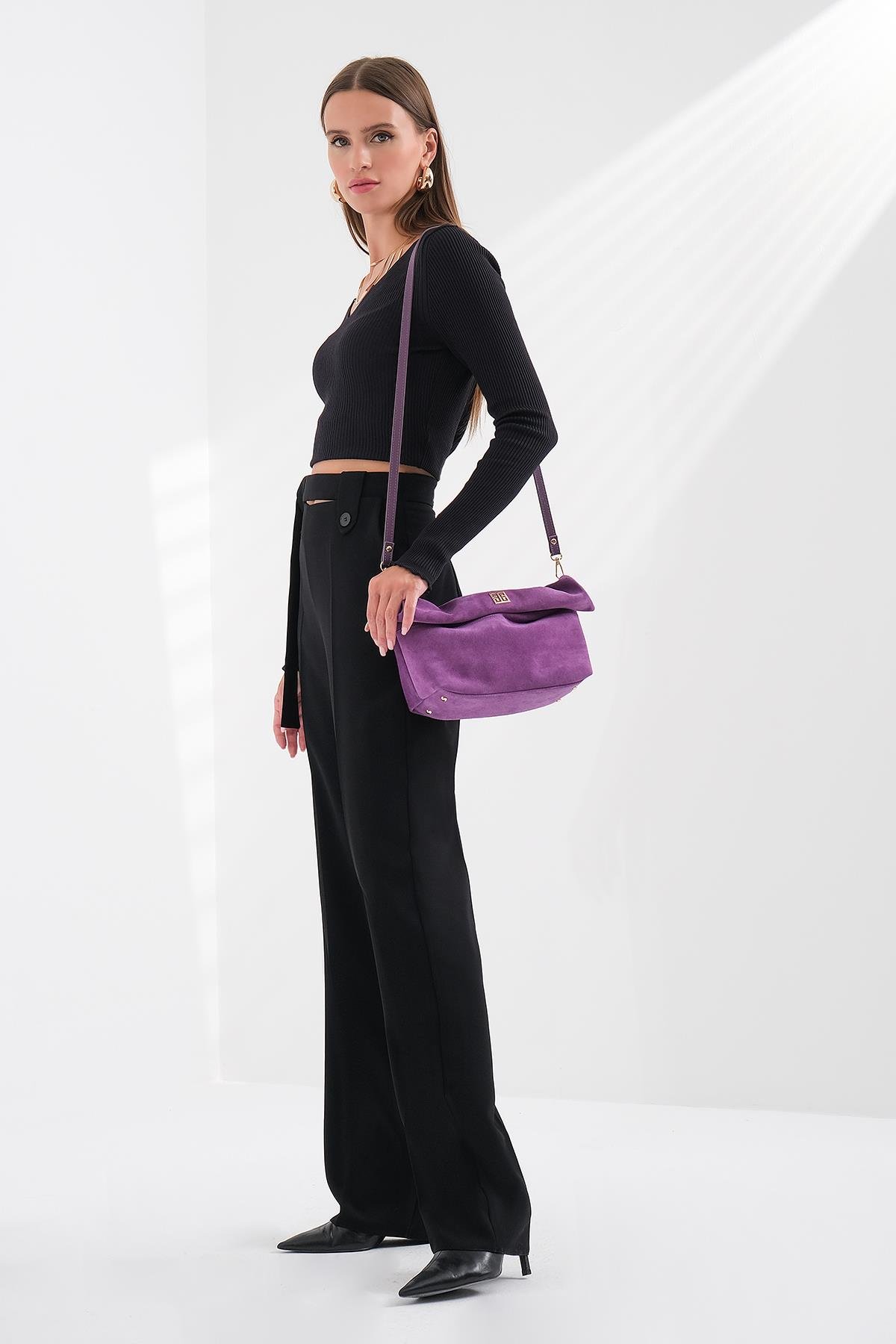 Cut Out Detaylı Yüksek Bel Pantolon