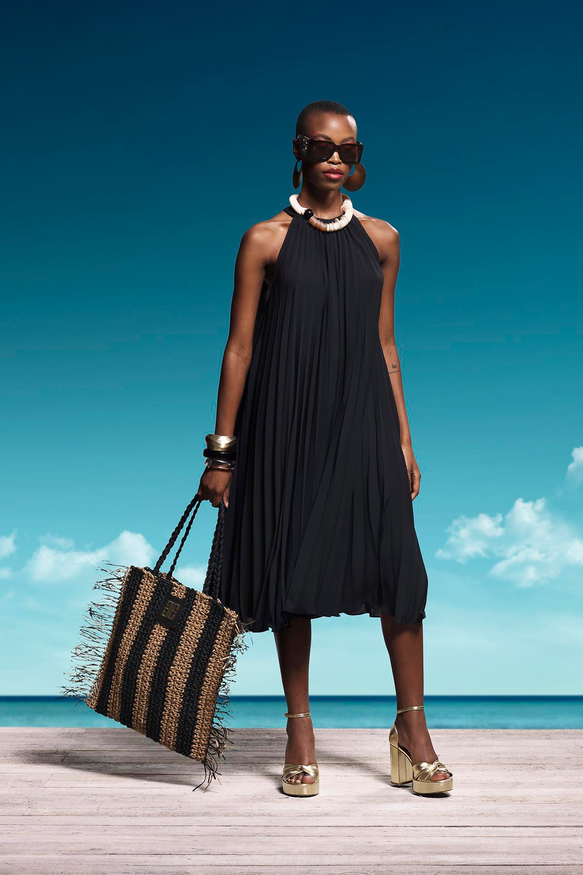 Deri Aksesuarlı El Örgü Plaj Günlük Çanta