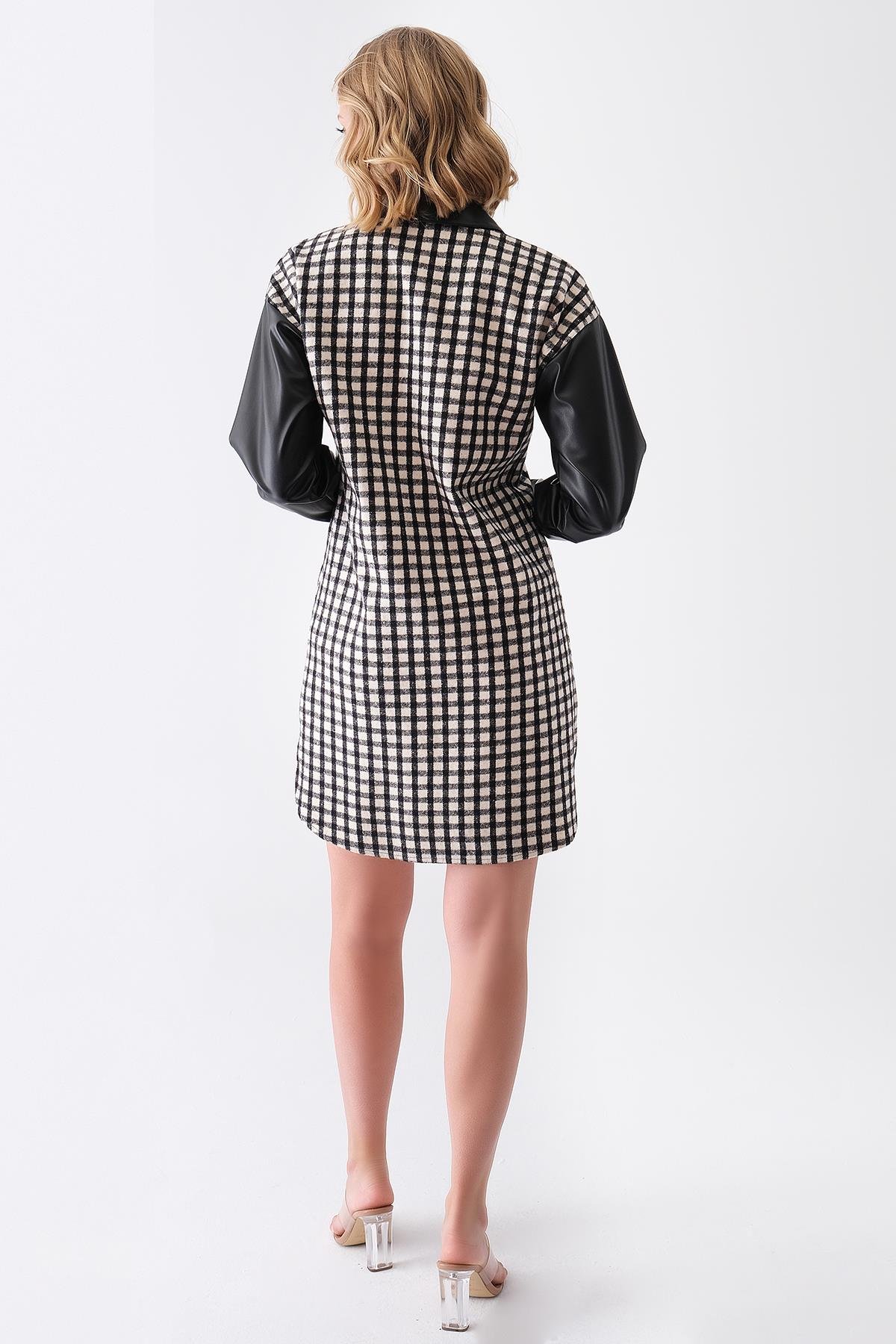 Deri Logo Detaylı Gömlek Elbise