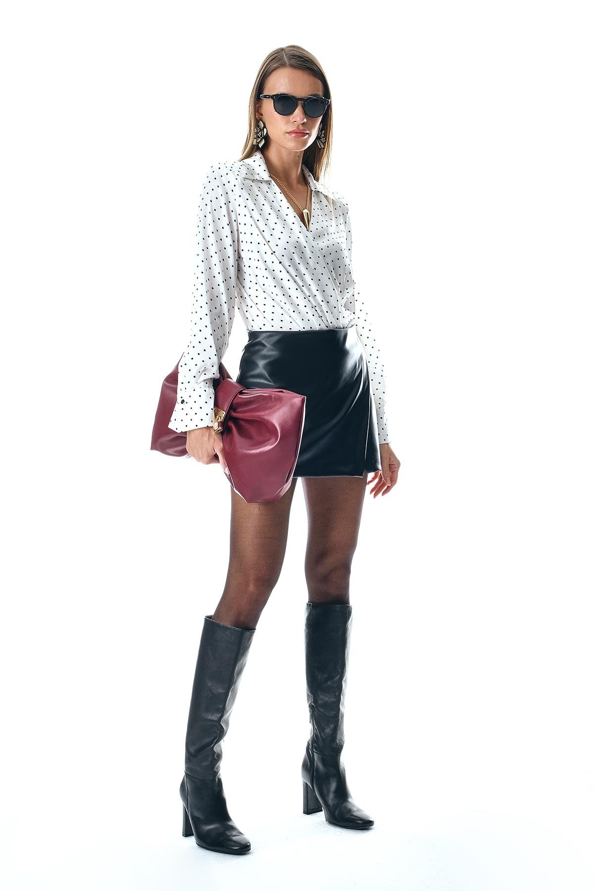 Deri Minİ Şort Etek