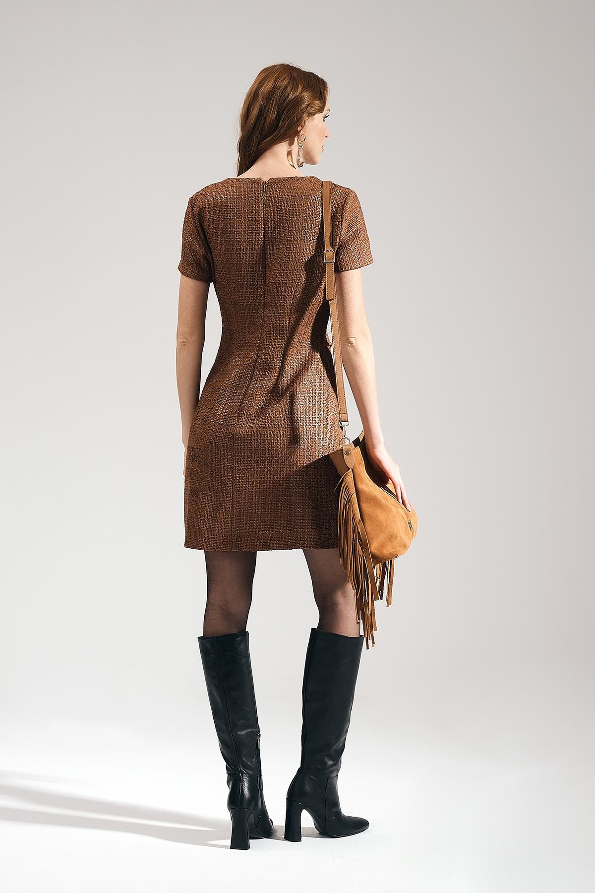 Dokulu Mini Şık Elbise