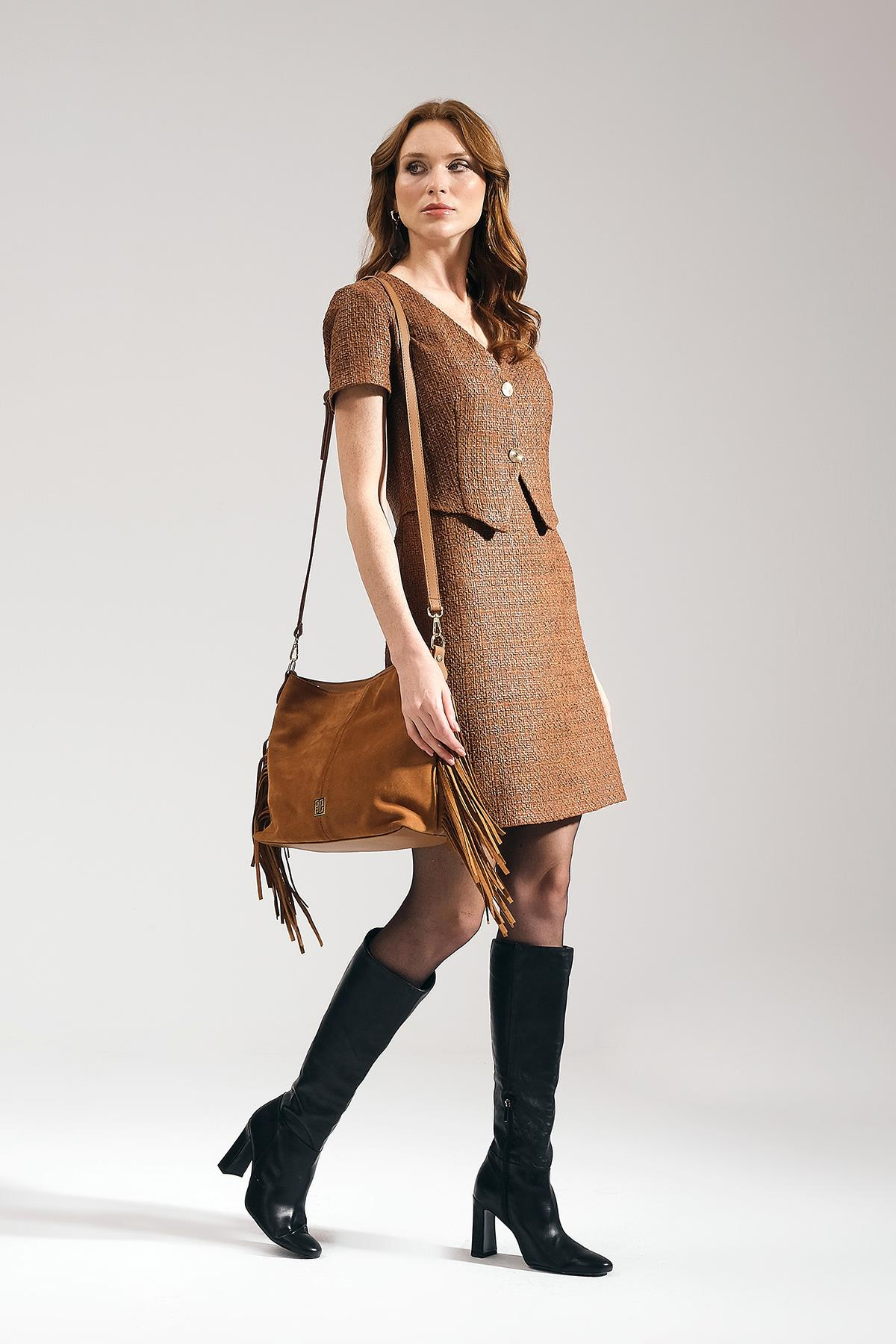 Dokulu Mini Şık Elbise