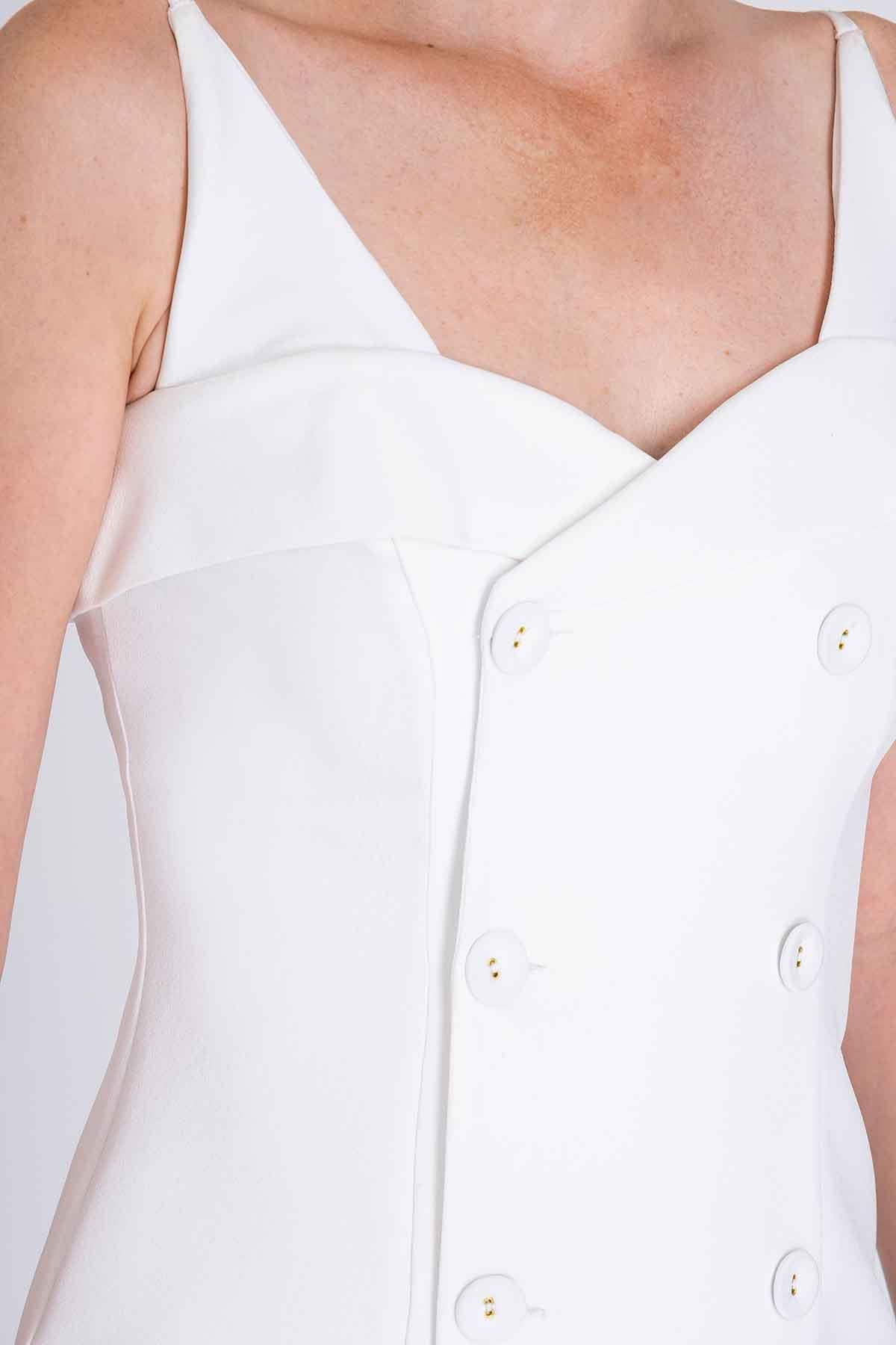 Düğme Detaylı Mini Elbise