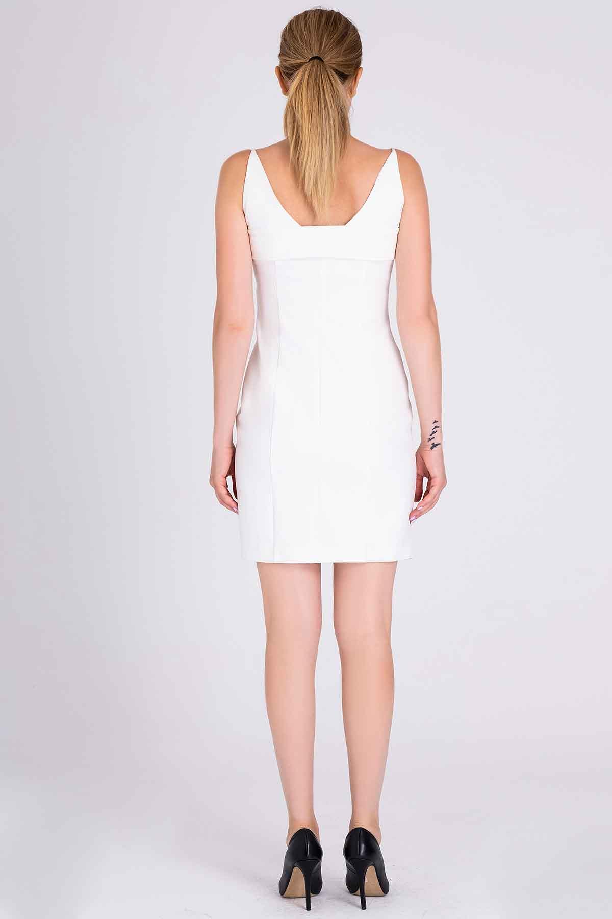 Düğme Detaylı Mini Elbise