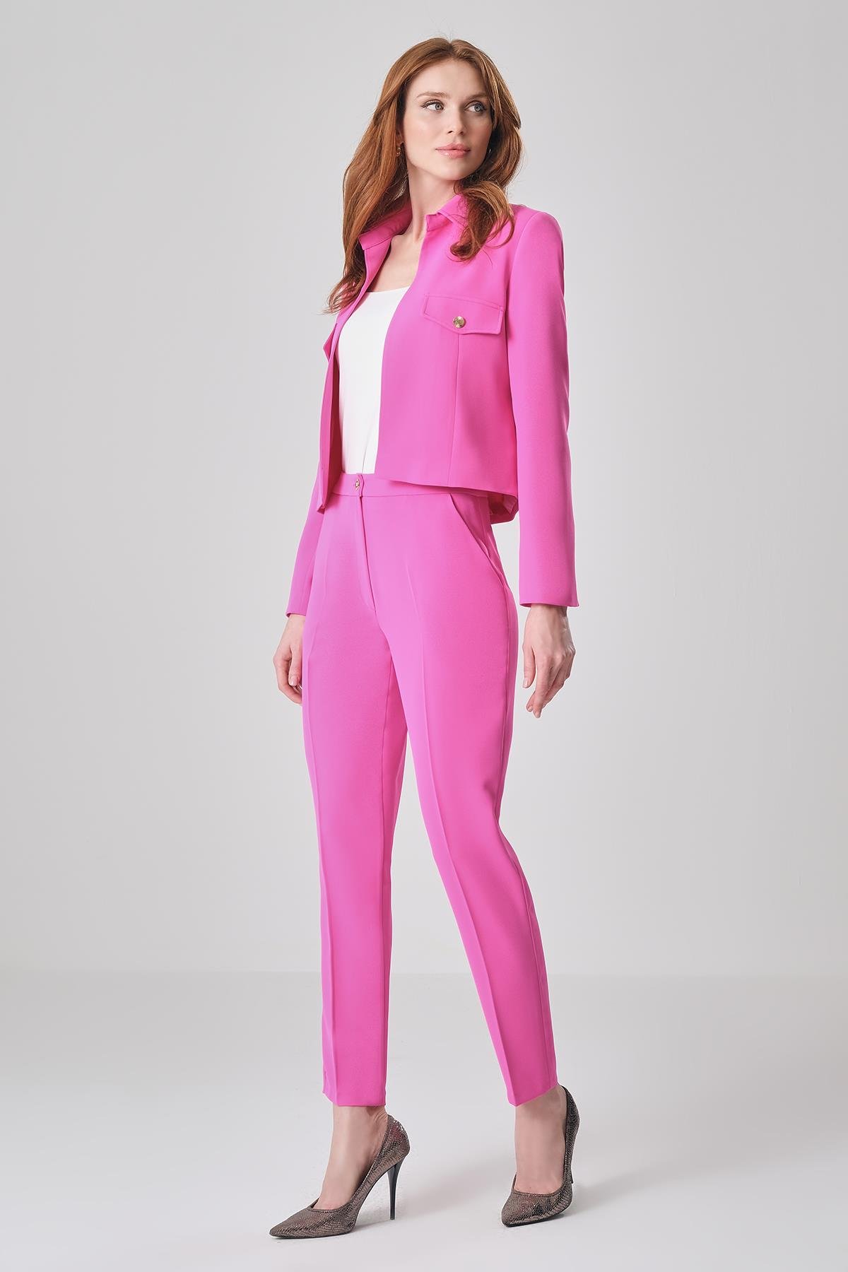 Gold Düğmeli Boru Paça Pantolon