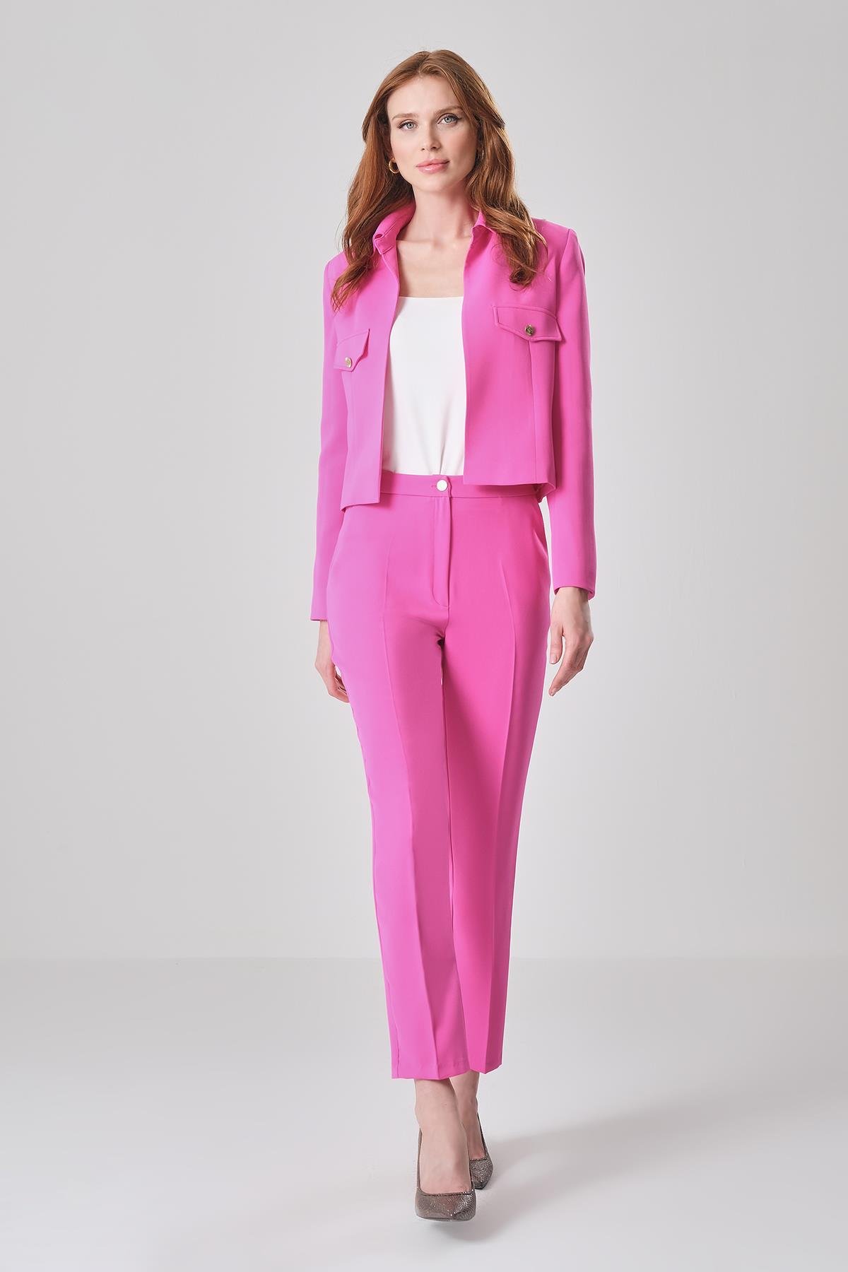 Gold Düğmeli Boru Paça Pantolon