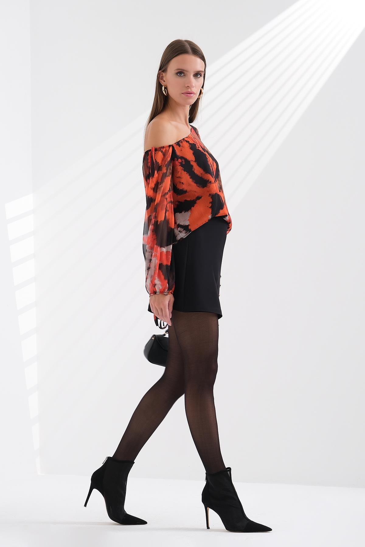 Gold Metal Düğmeli Şort Etek