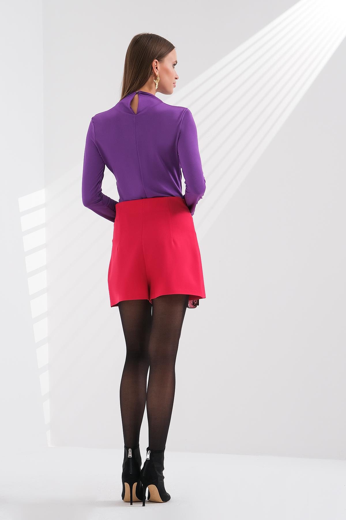 Gold Metal Düğmeli Şort Etek