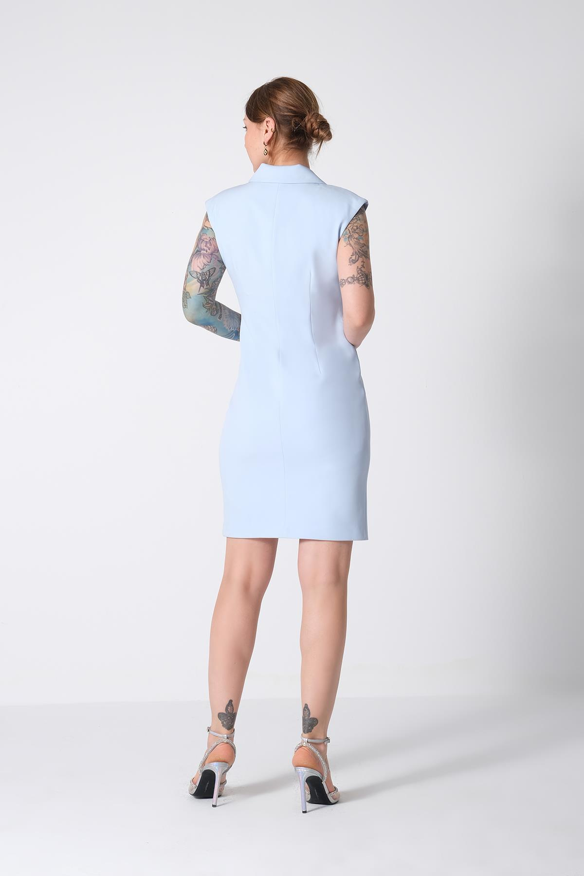 Gold Metal Fermuarlı Mini Ceket Elbise