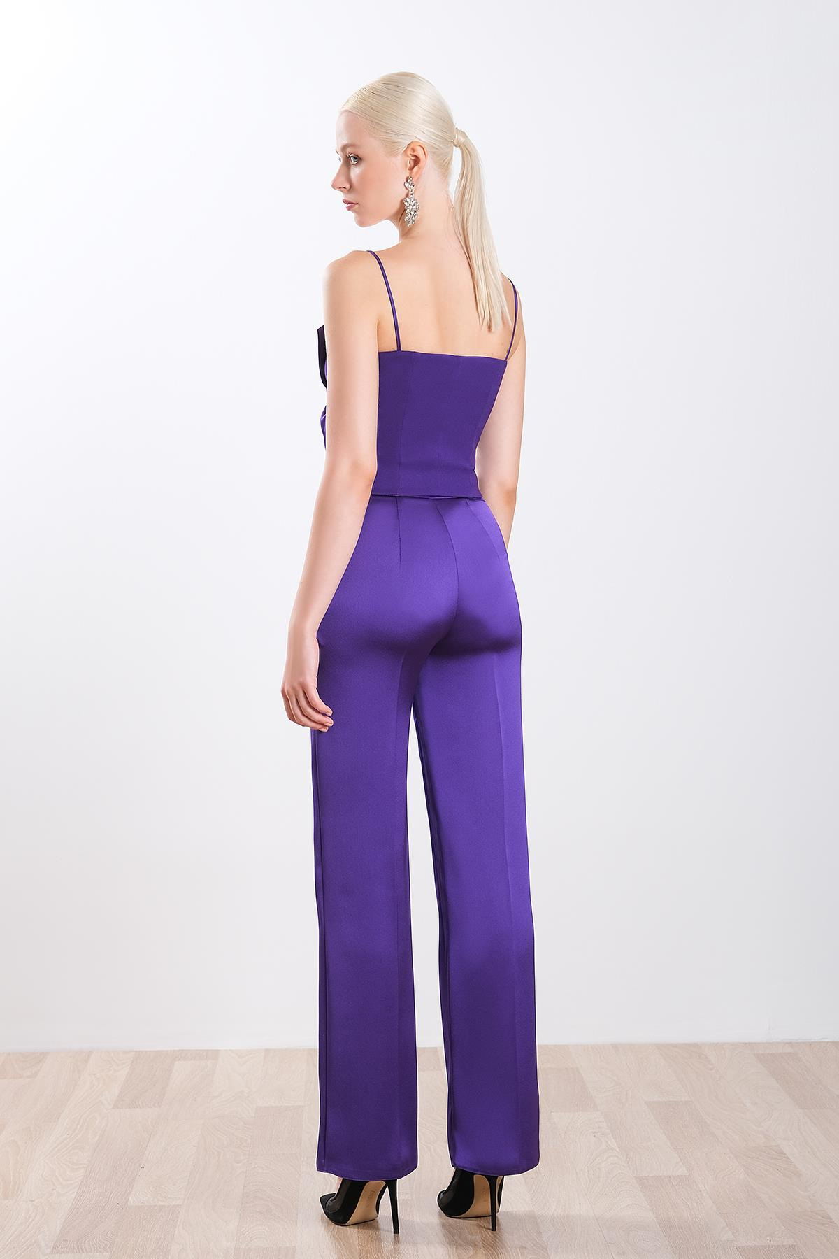 Gold Metal Logolu Saten Fit  Pantolon