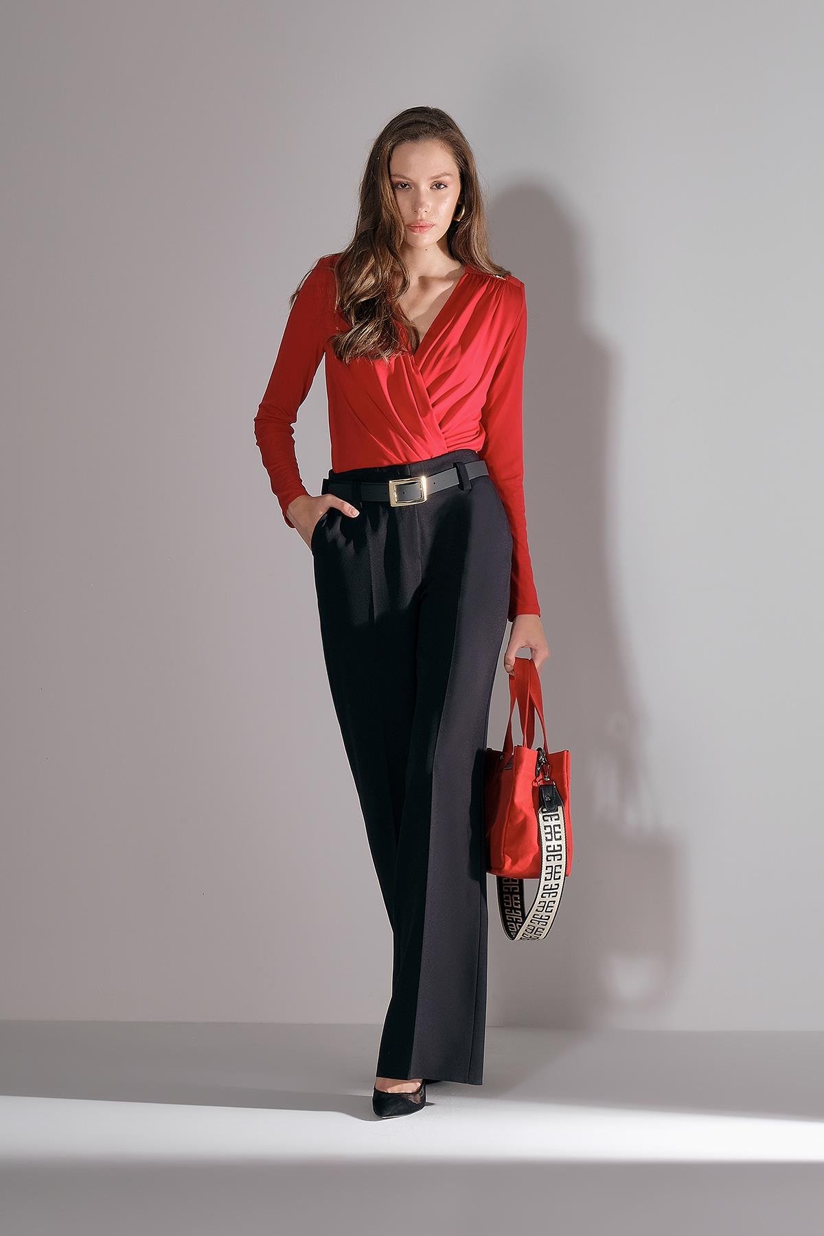 Gold Metal Tokalı Kemerli Pantolon