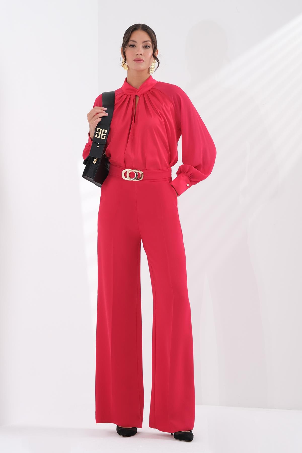 Gold Metal Tokalı Yüksek Bel Pantolon