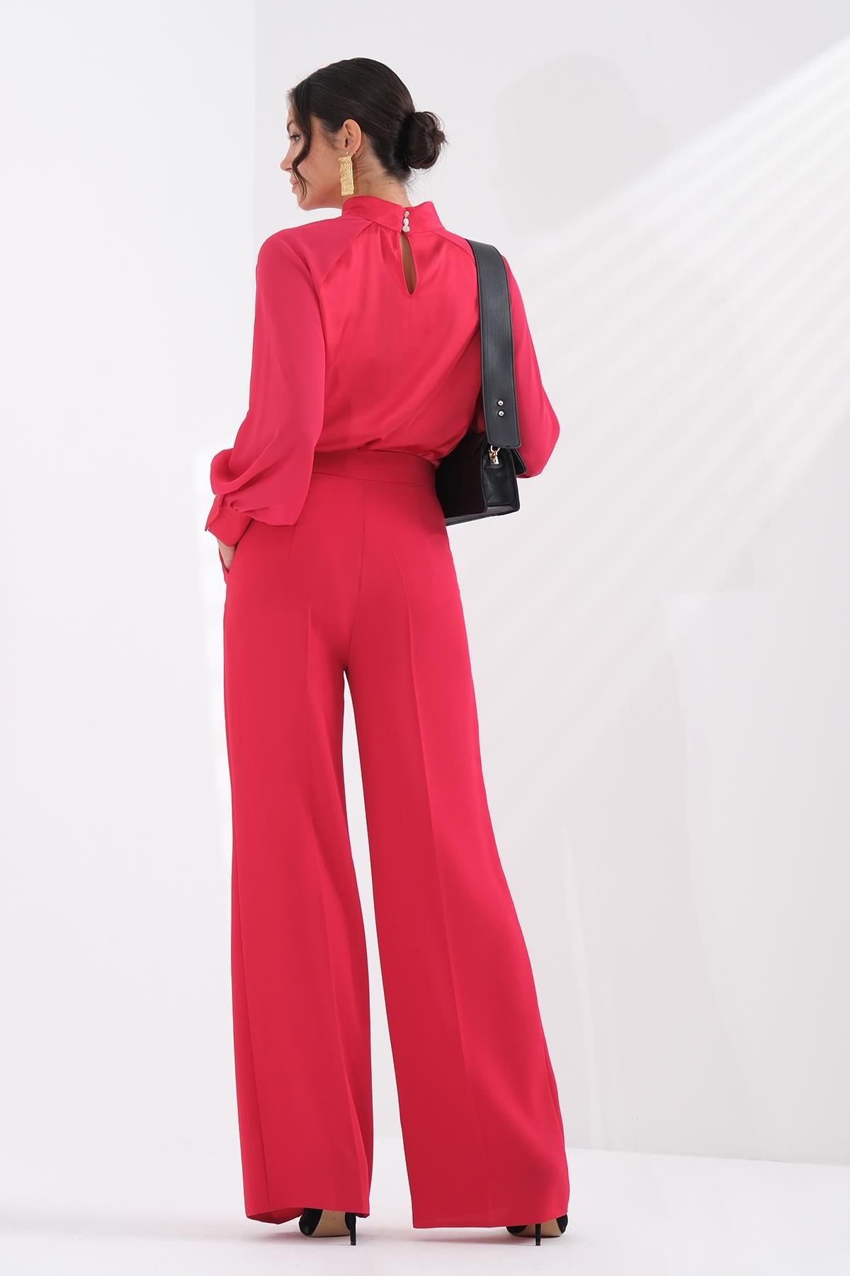 Gold Metal Tokalı Yüksek Bel Pantolon