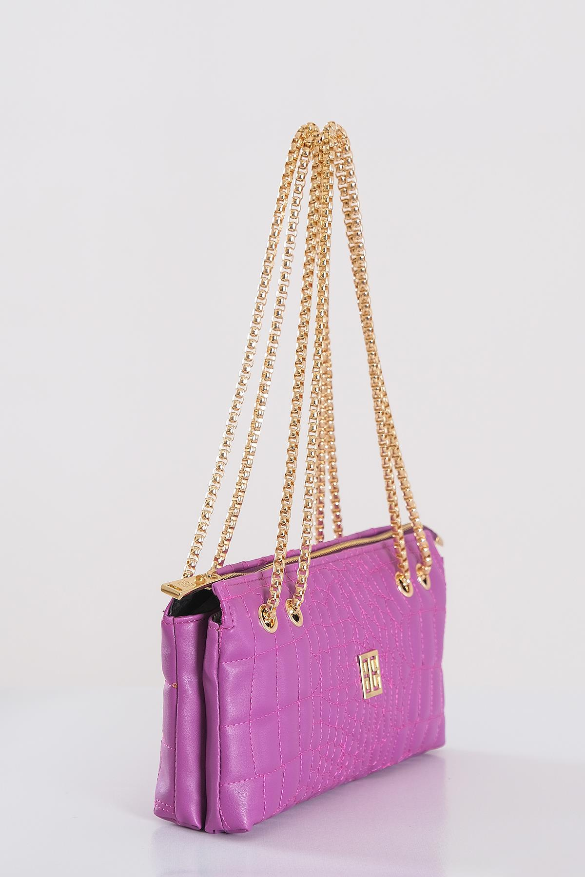 Kapitone Dokulu Zincir Askılı Kuşgözlü Çanta