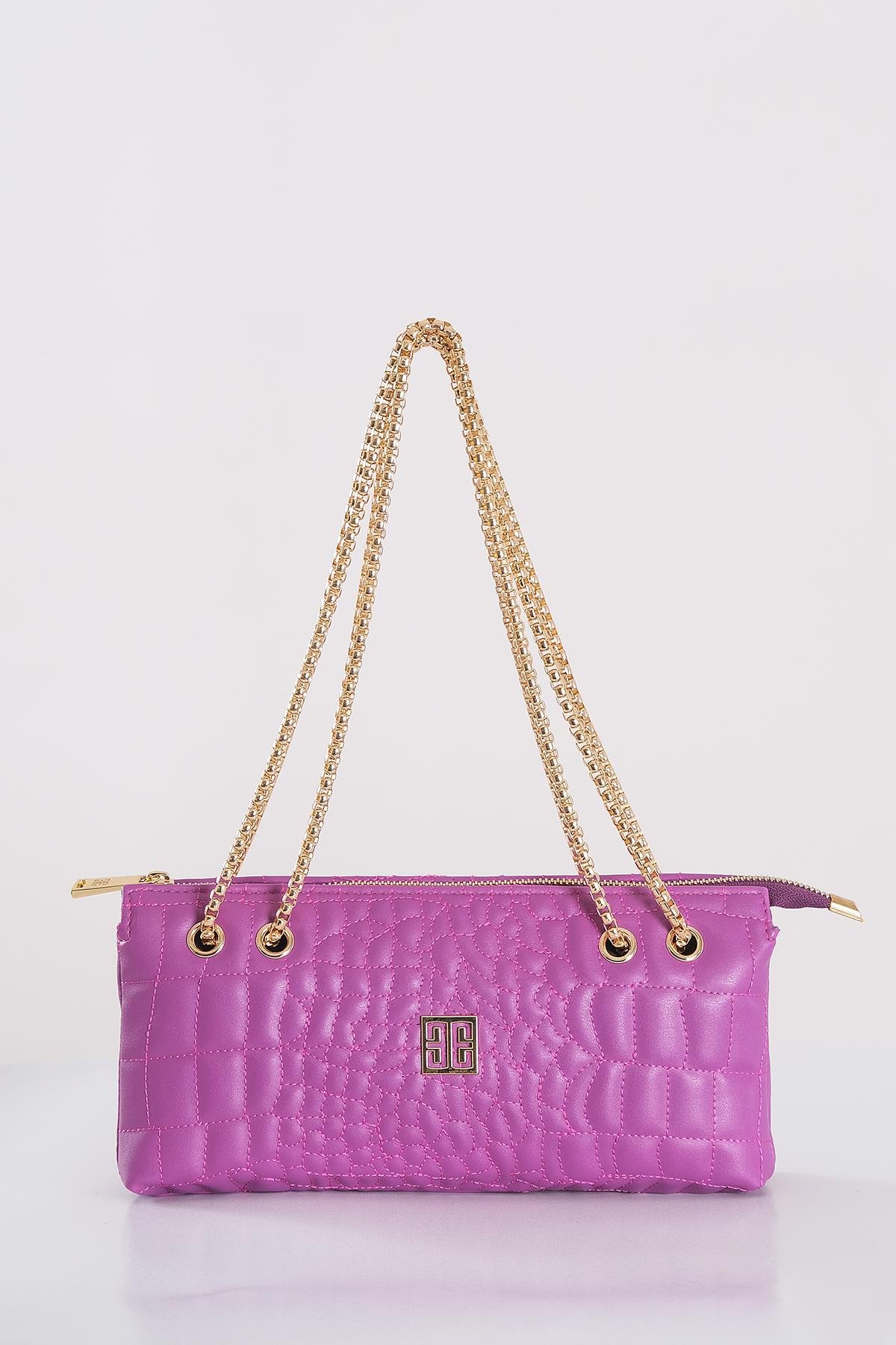 Kapitone Dokulu Zincir Askılı Kuşgözlü Çanta