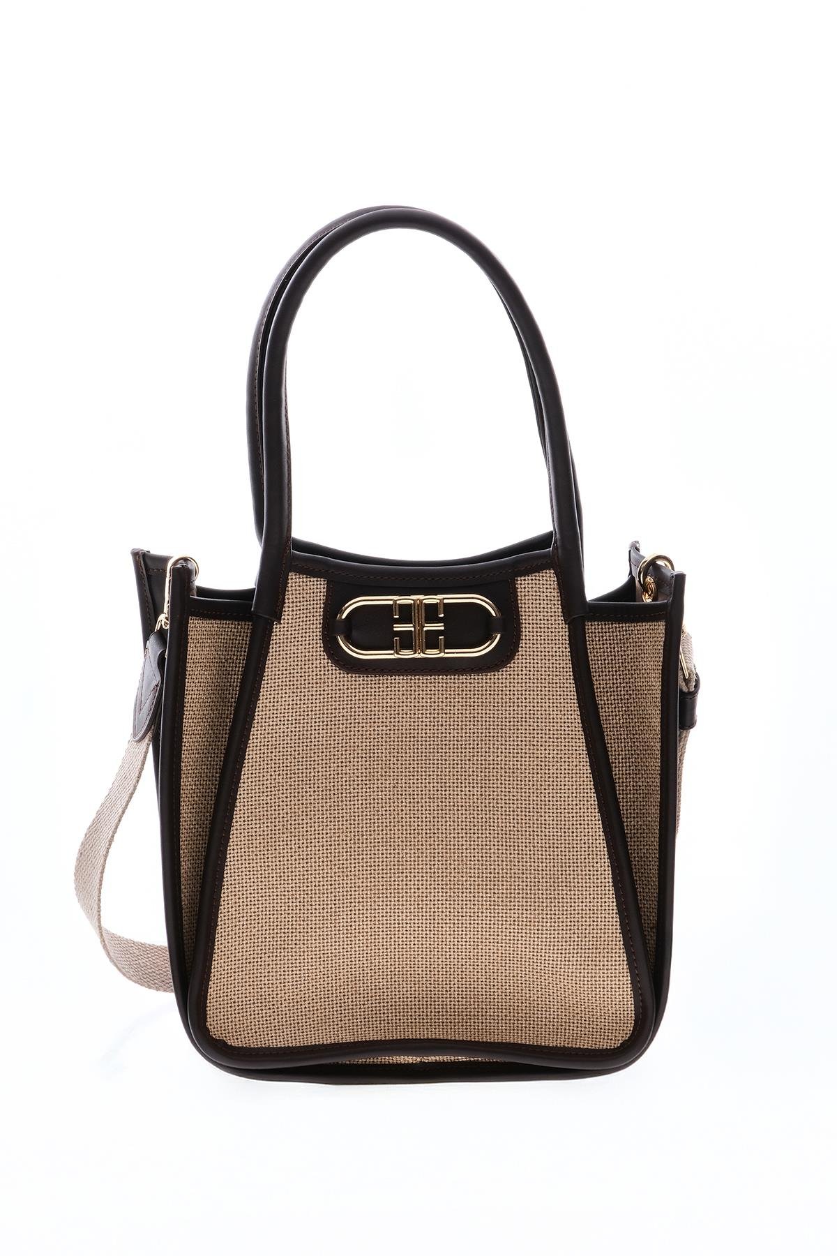 Keten Deri Garnili, Kolonlu, Omuz ,El, Çapraz Askı Alternatifli, Şık Çanta