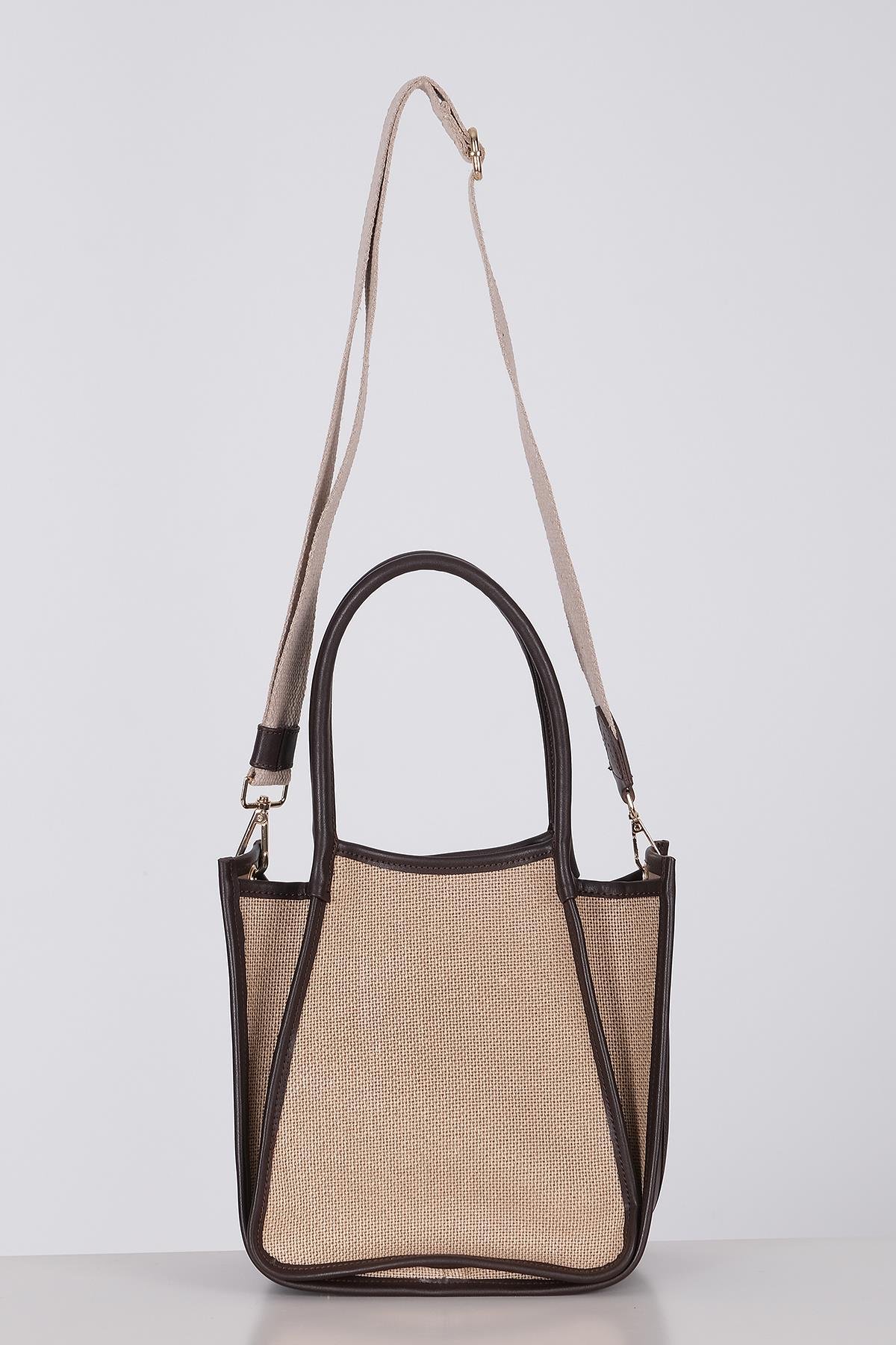 Keten Deri Garnili, Kolonlu, Omuz ,El, Çapraz Askı Alternatifli, Şık Çanta