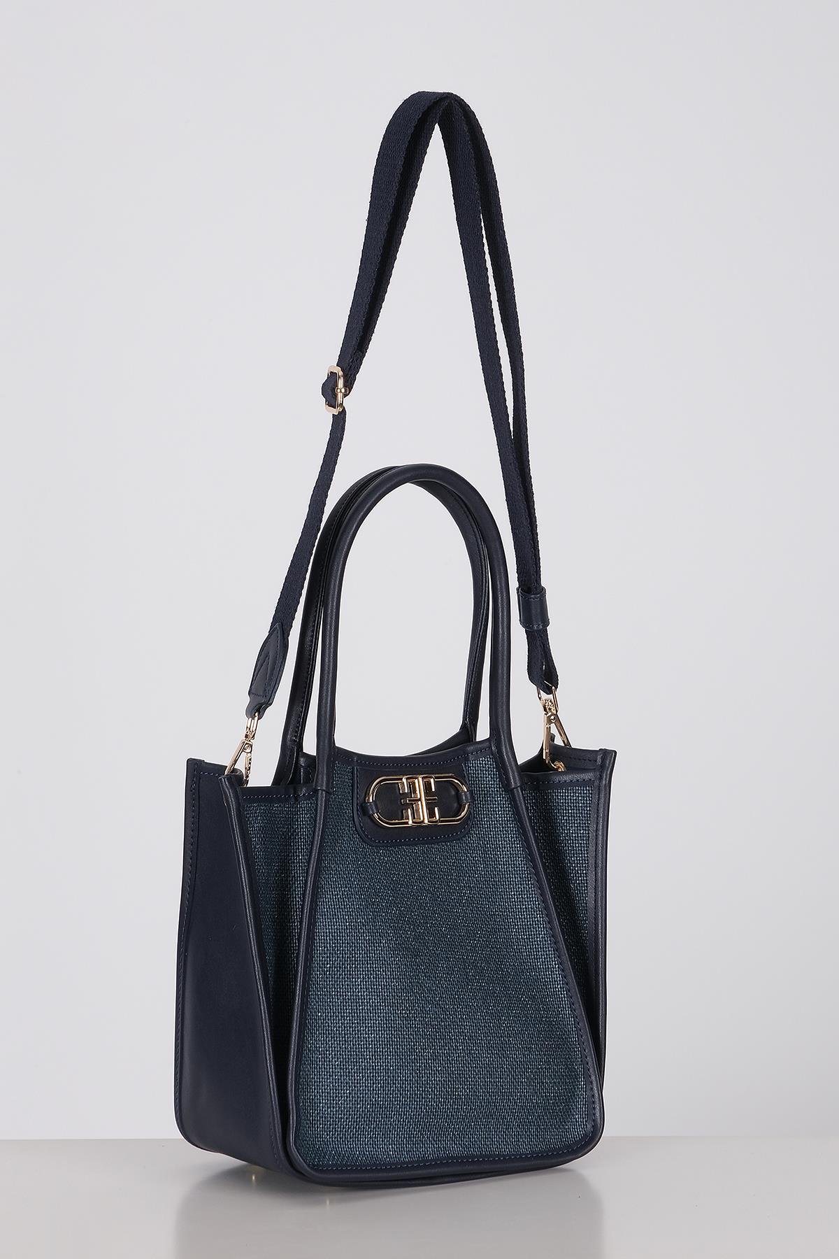 Keten Deri Garnili, Kolonlu, Omuz ,El, Çapraz Askı Alternatifli, Şık Çanta