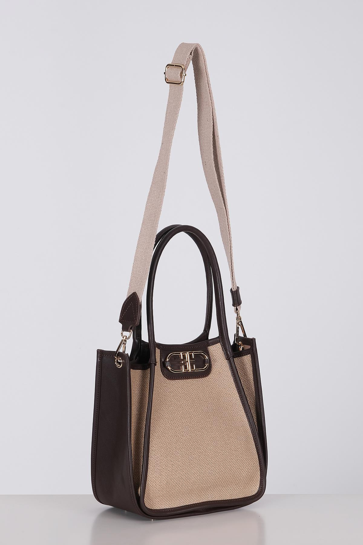 Keten Deri Garnili, Kolonlu, Omuz ,El, Çapraz Askı Alternatifli, Şık Çanta