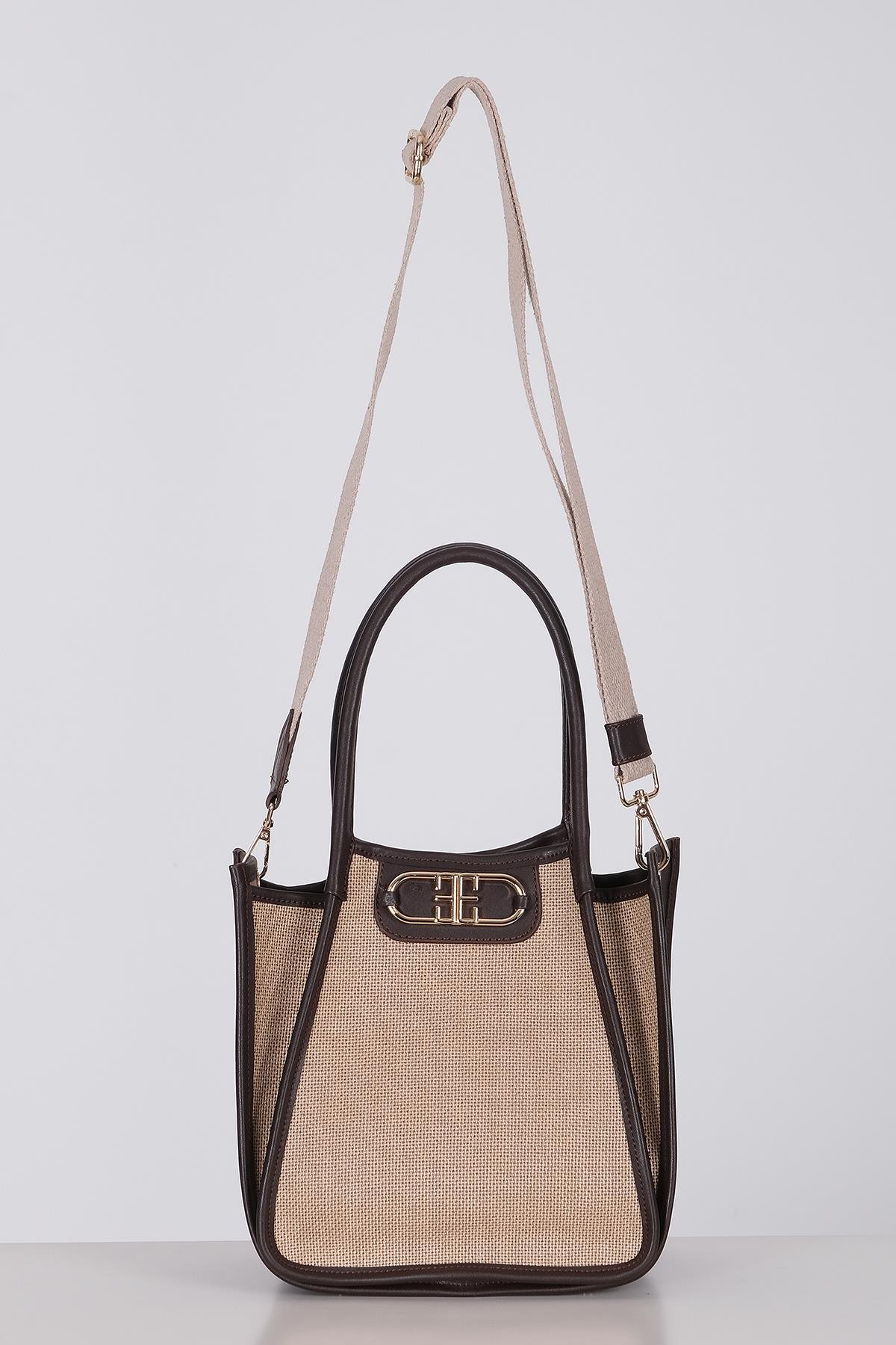 Keten Deri Garnili, Kolonlu, Omuz ,El, Çapraz Askı Alternatifli, Şık Çanta