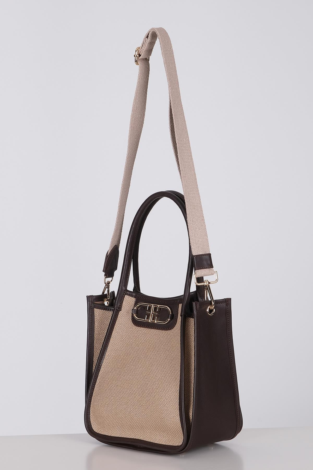 Keten Deri Garnili, Kolonlu, Omuz ,El, Çapraz Askı Alternatifli, Şık Çanta