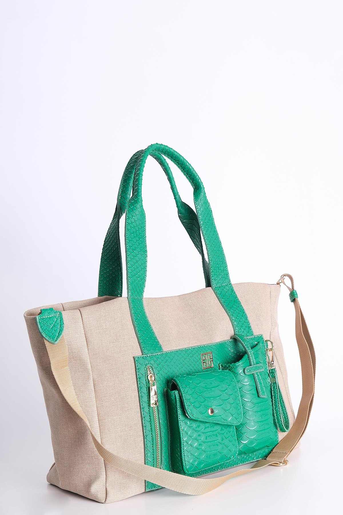 Keten Yavrulu Büyük Çanta