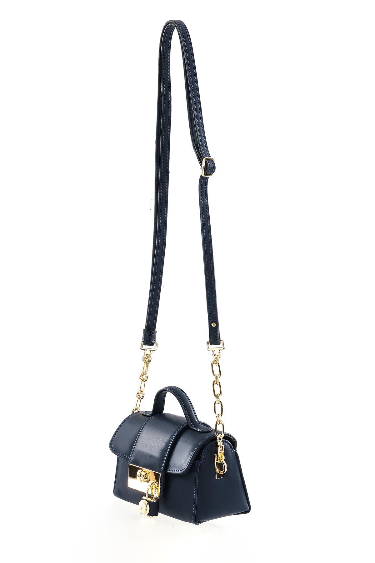 Kilit Aksesuarlı El Omuz Çapraz Kullanımlı Mini Çanta