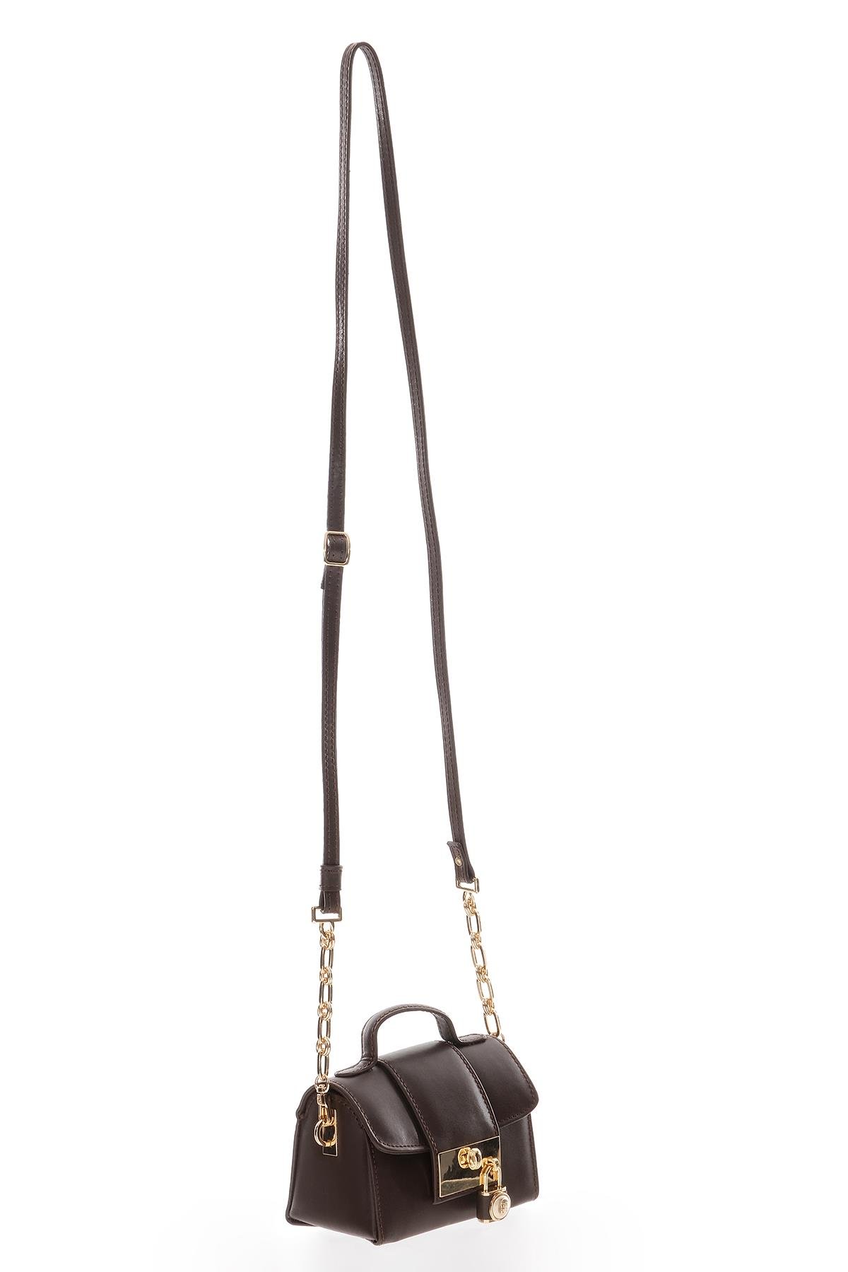 Kilit Aksesuarlı El Omuz Çapraz Kullanımlı Mini Çanta