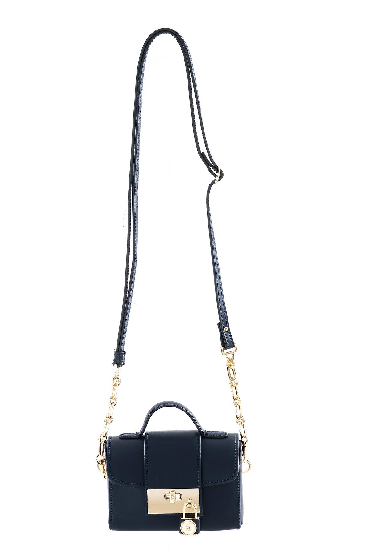 Kilit Aksesuarlı El Omuz Çapraz Kullanımlı Mini Çanta