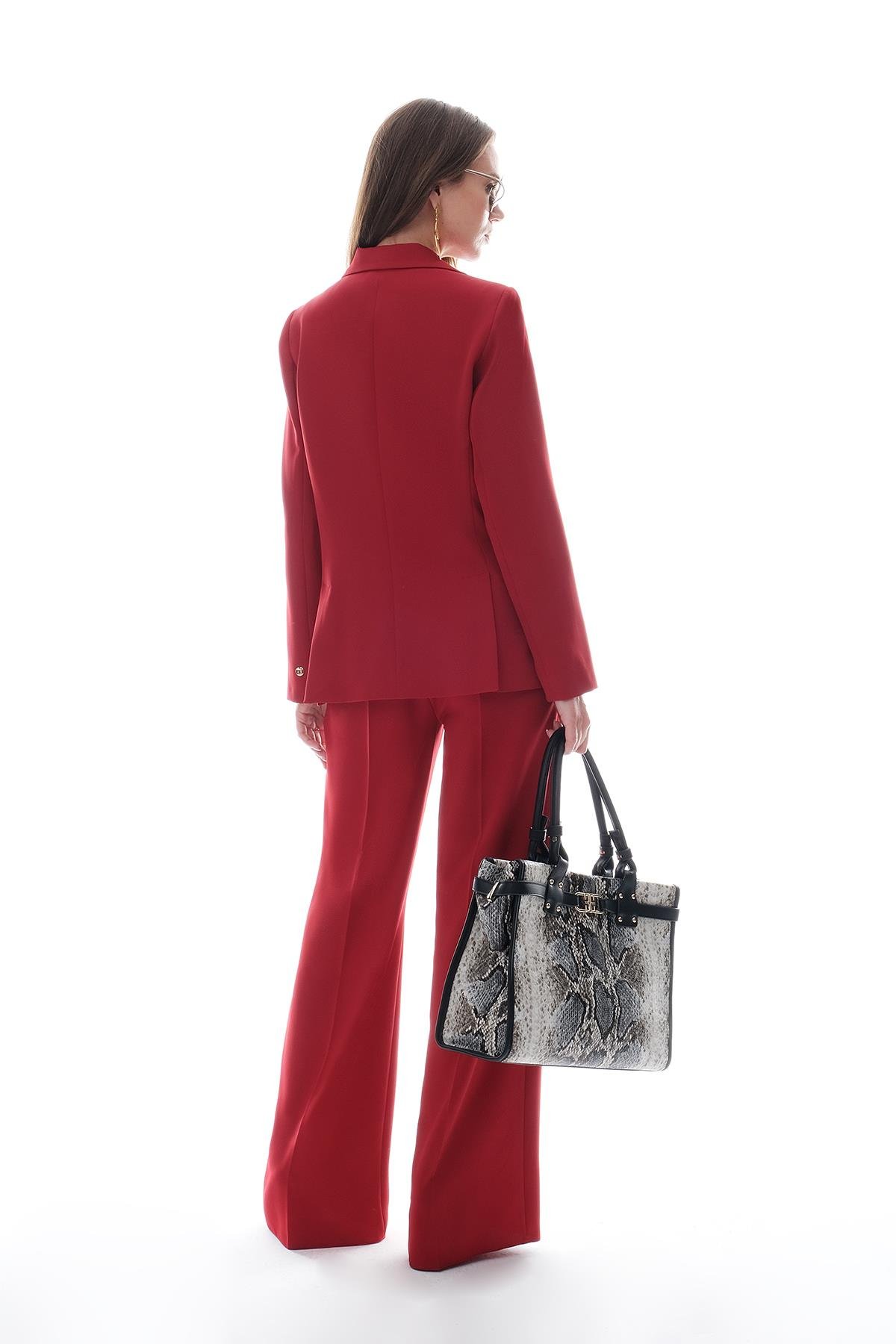 Krep Bol Paça Kalın Kemerli Pantolon