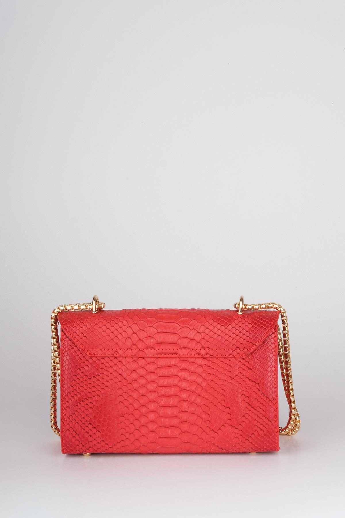 Krokodil  Desenli Metal Logolu Omuz Çantası