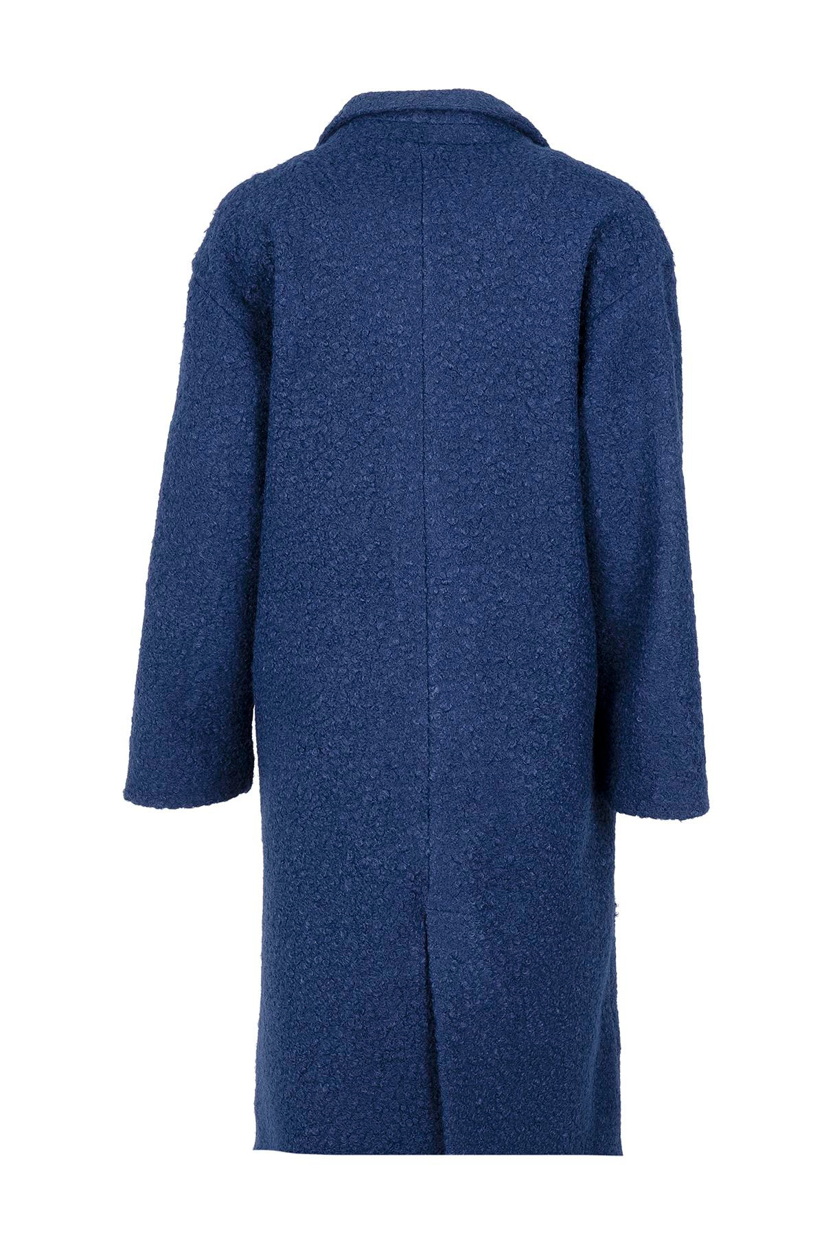 Kruvaze Düğmeli Oversize Buklet Kaban