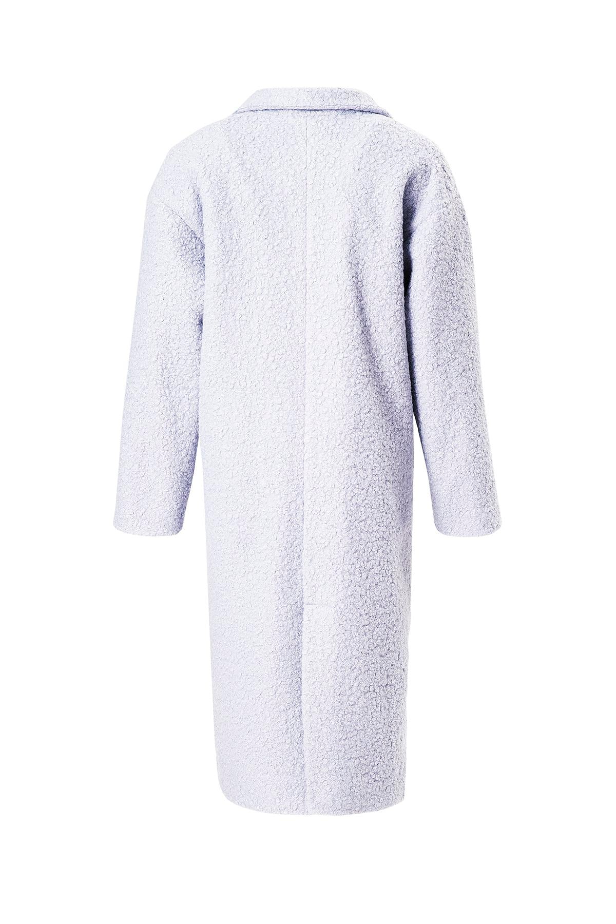 Kruvaze Düğmeli Oversize Buklet Kaban