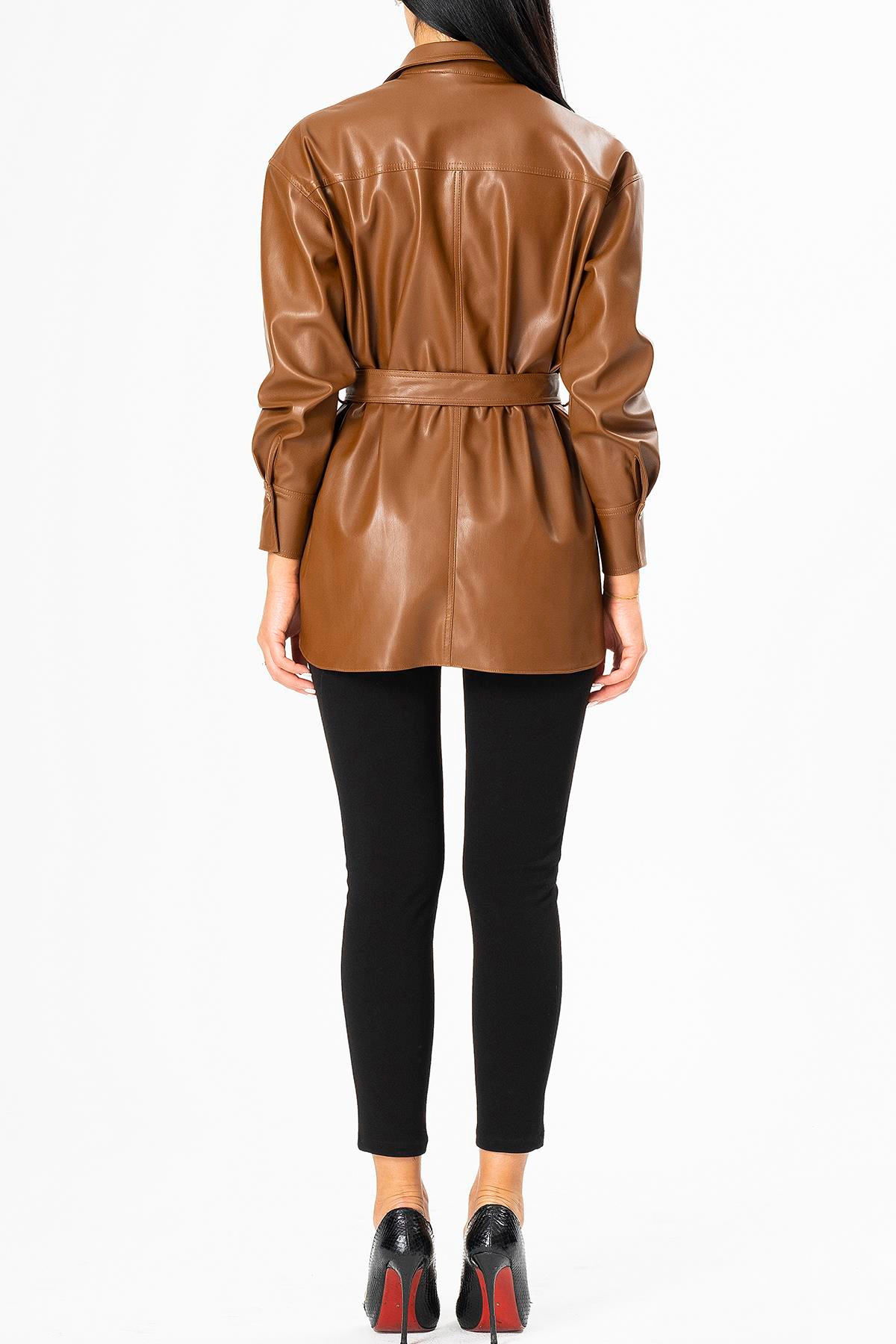 Kuşaklı Suni Deri Ceket