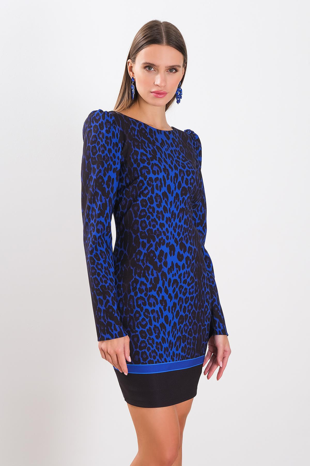 Leopar Desenli Mini Elbise