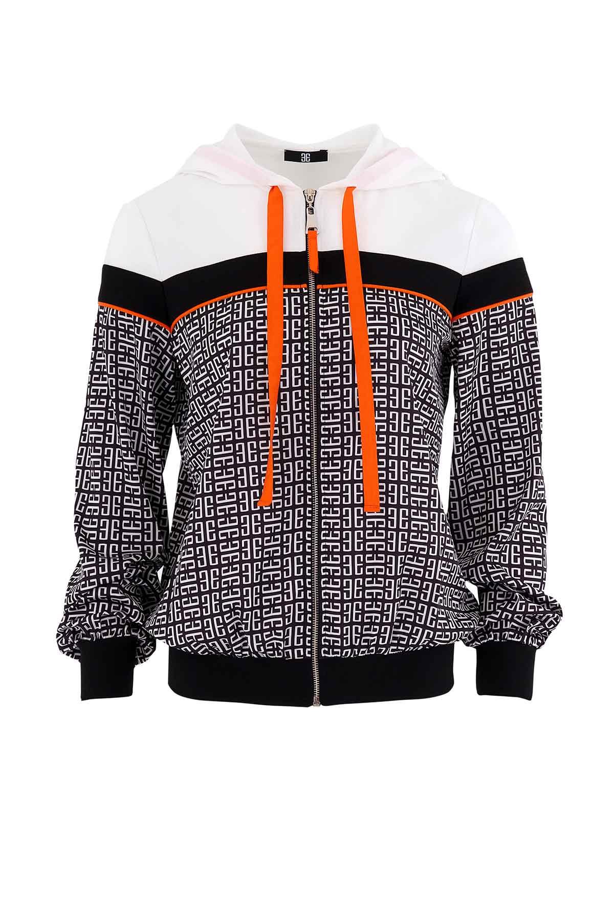 Monogram Desenli Kapüşonlu Ceket
