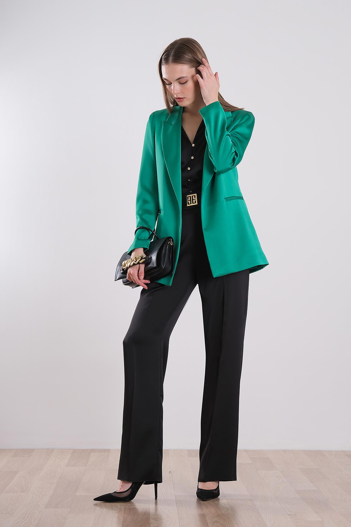 Saten Oversize Blazer Ceket