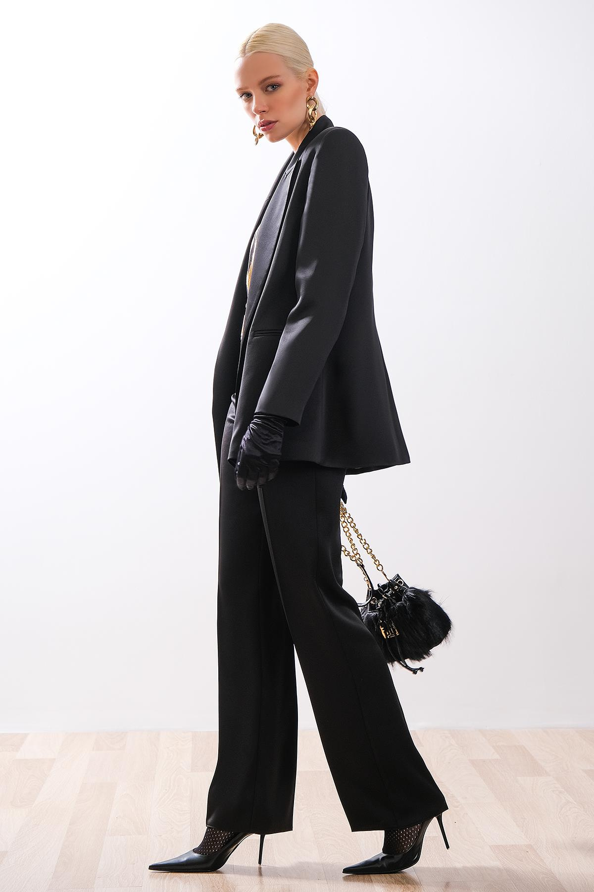 Saten Oversize Blazer Ceket