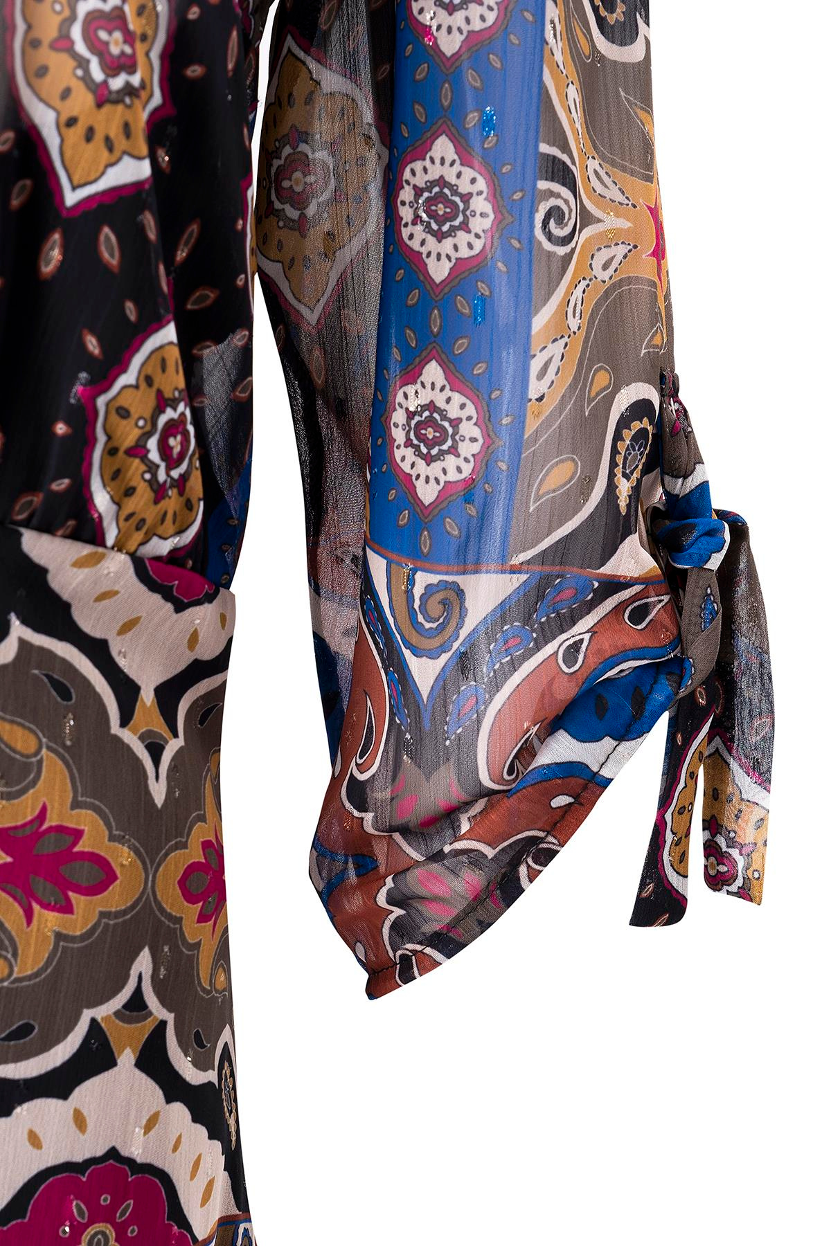 Şifon Patchwork Desenli Elbise