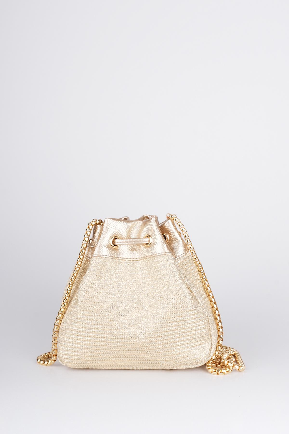 Simli Mini Bucket Çanta