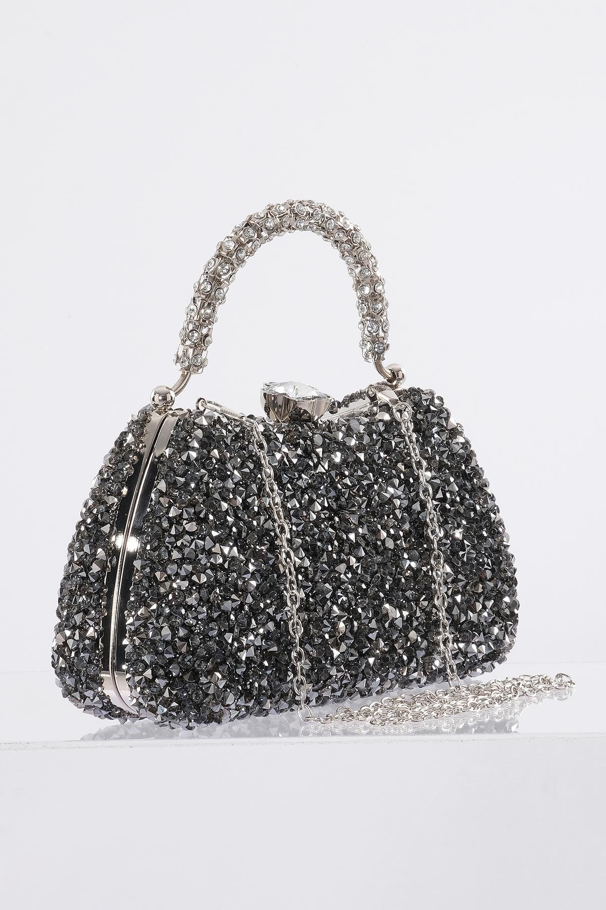 Simli Taş Detaylı Gece Çantası