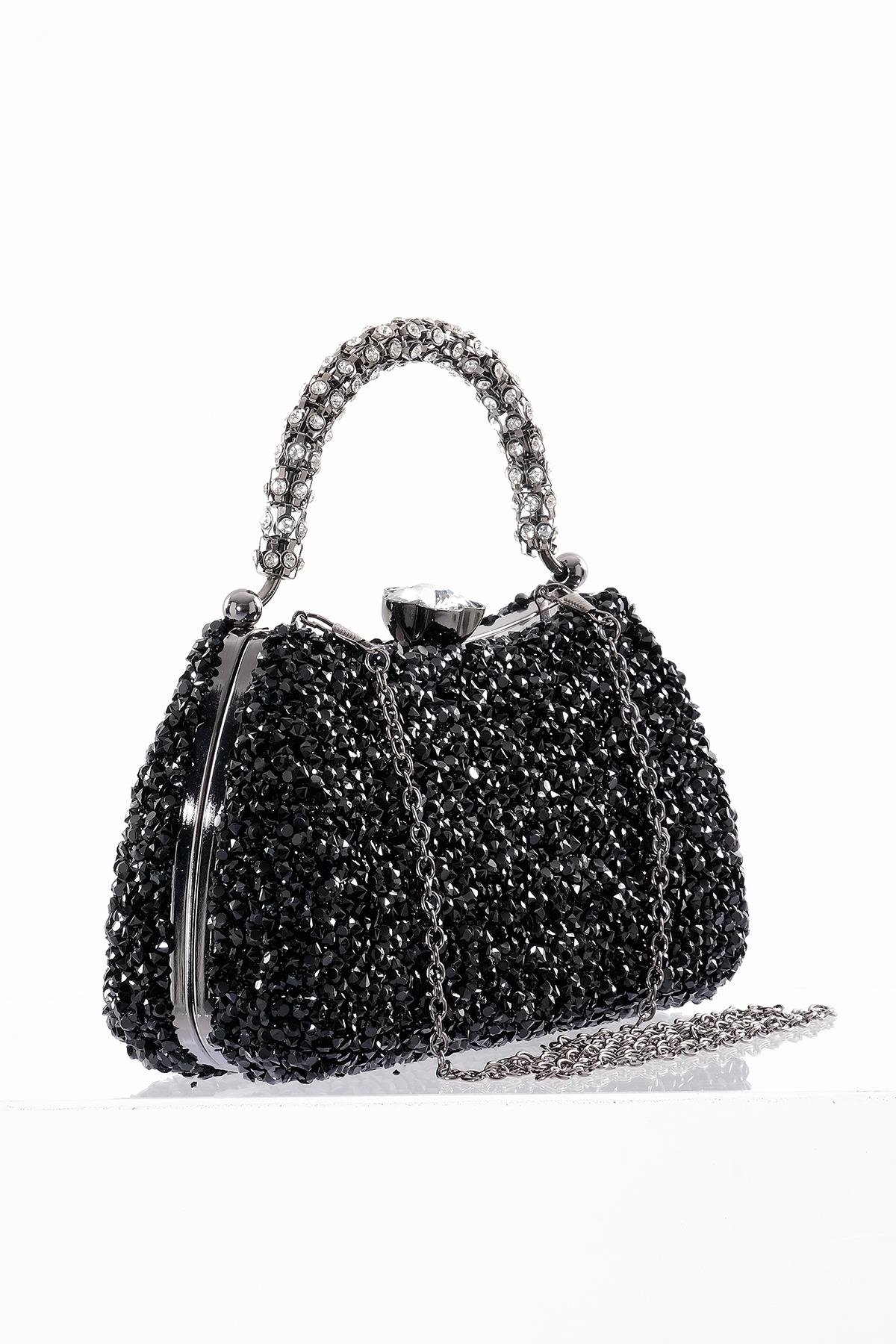 Simli Taş Detaylı Gece Çantası