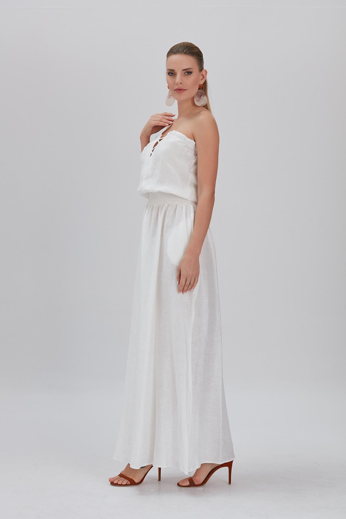 Straplez Keten Elbise