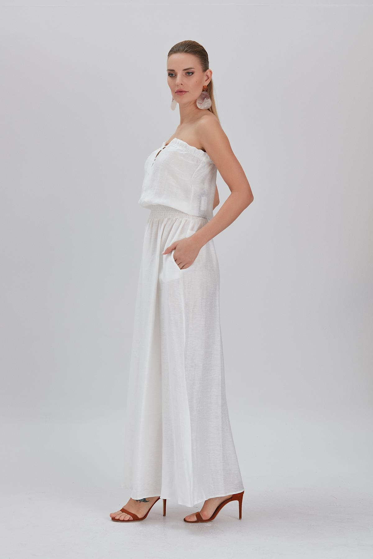 Straplez Keten Elbise