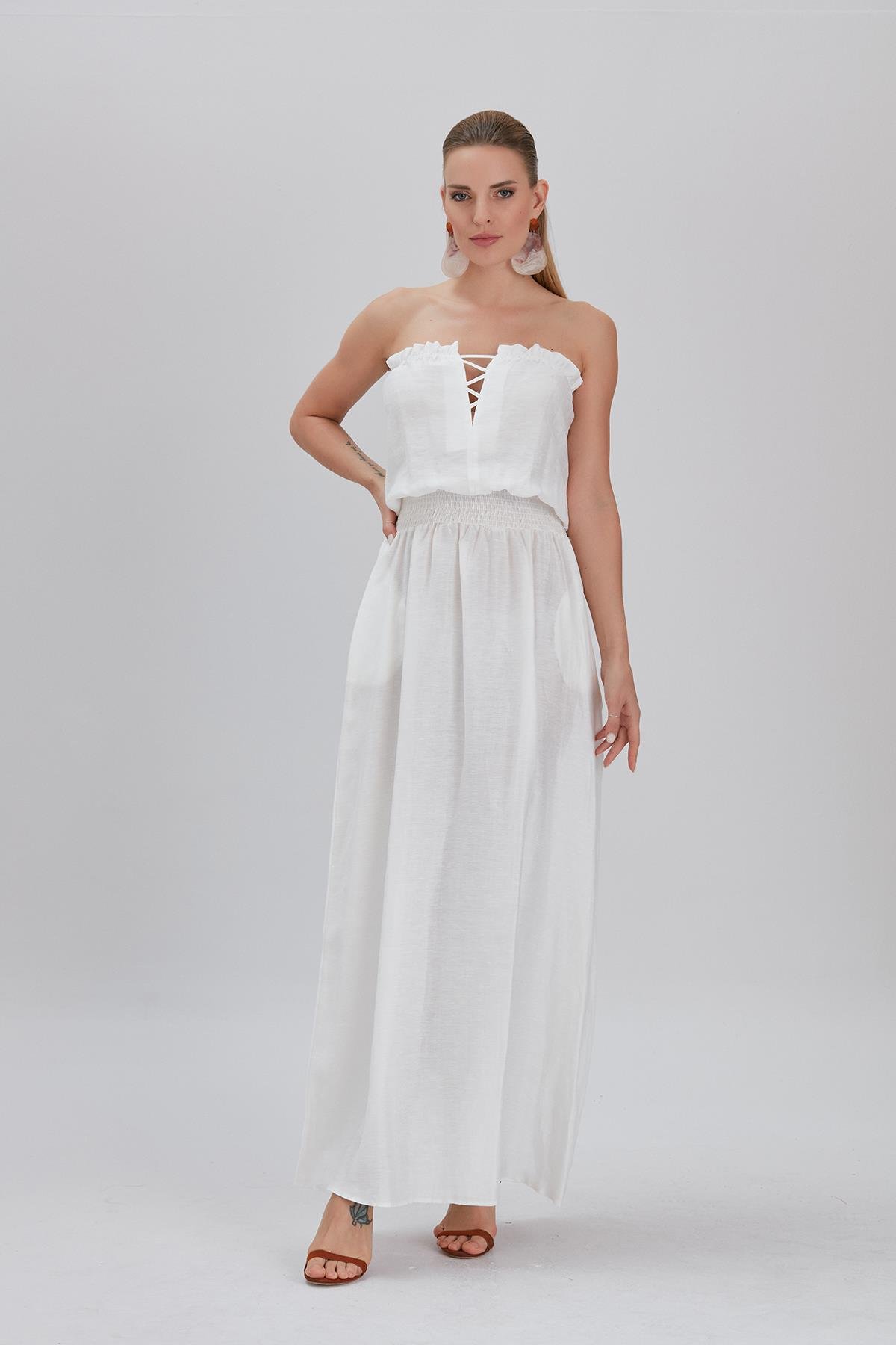 Straplez Keten Elbise