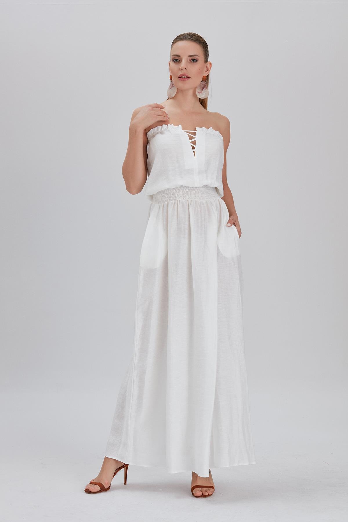 Straplez Keten Elbise